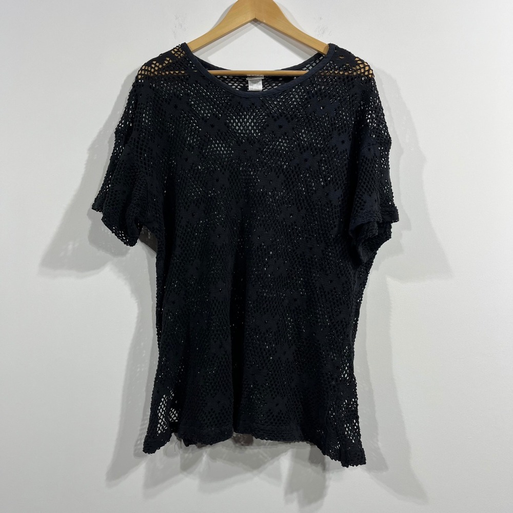 In Gear Vintage Open Knit Crochet Knit Y2K Top Womens Large Boho Fairy Grunge